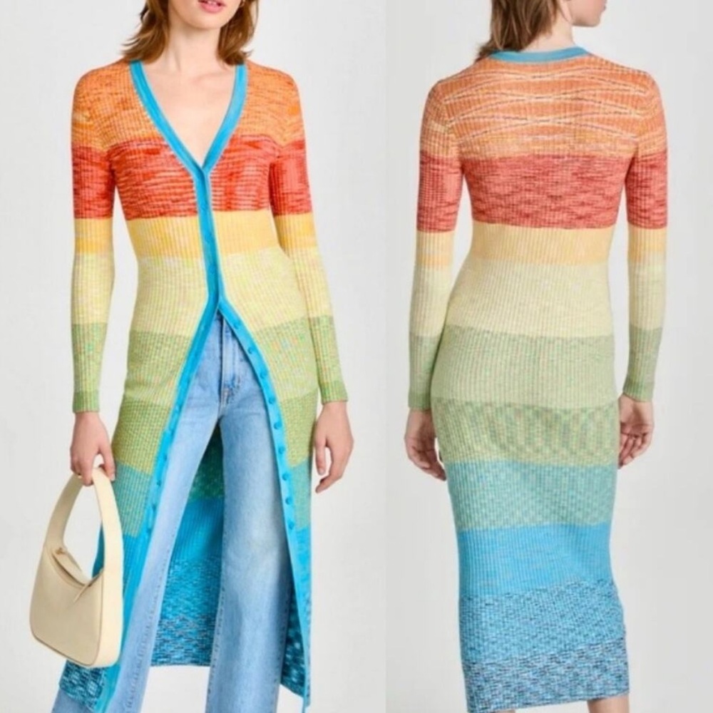 🌺🎉HP🎉🌺 NWT Staud Shoko Sweater Dress Rainbow Multi